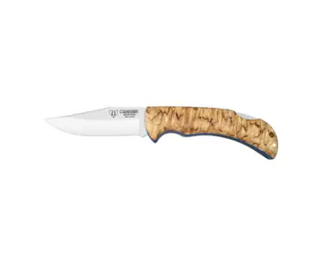 Cudeman Navaja Plegable Artemisa Strong con Madera de Abedul y Funda de Cuero